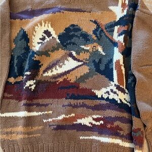Chaps Ralph Lauren Hand Knit Scenic Sweater Linen Cotton Size L